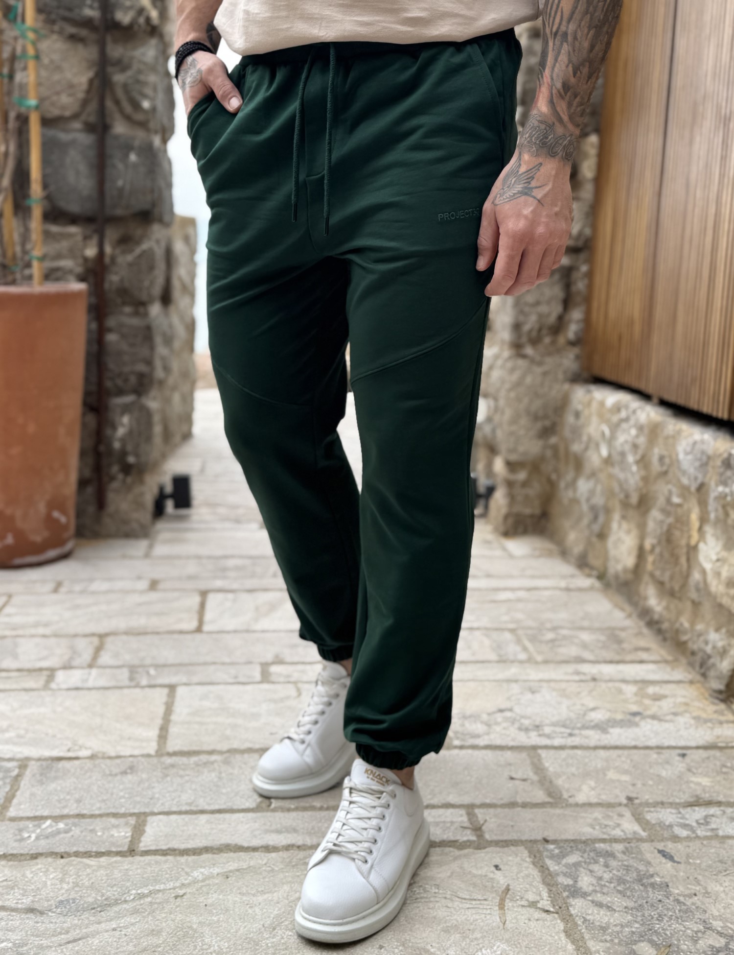 Ανδρική πράσινη αθλητική φόρμα με λάστιχο PR2630